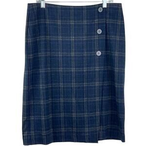 J. Jill Windowpane Blue Skirt Women's Size Medium Kilt Style